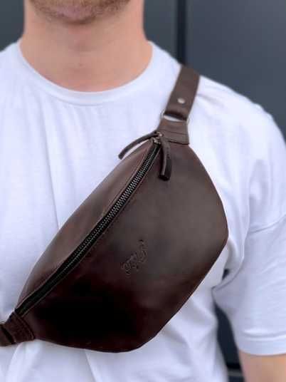 Leather bag-banana Shoulder bag (Black) - Teploff - handmade