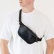 Кожаная сумка-бананка Shoulder bag (Черный с красной нитью) 1555 фото 2