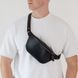 Шкіряна сумка-бананка Shoulder bag (Чорний з червоною ниткою) 1555 фото 2