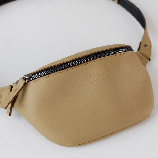 Шкіряна сумка-бананка Shoulder bag (Пісочний) 1559 фото