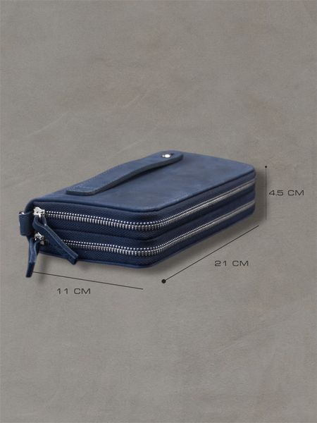 Clutch bag, genuine leather (Blue)