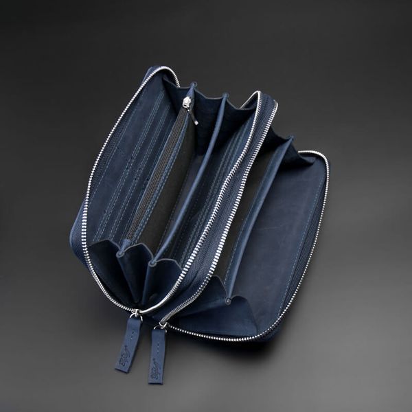 Clutch bag, genuine leather (Blue)