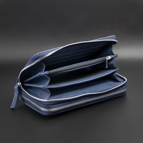 Clutch bag, genuine leather (Blue)
