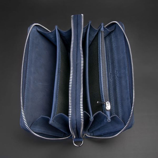 Clutch bag, genuine leather (Blue)