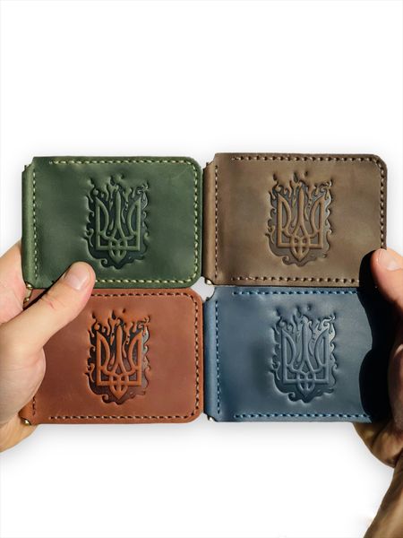 Ultra Leather Bill Clip Embossed Coat of Arms in Fire (Green)